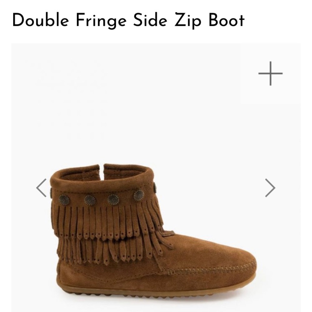 Minnetonka Double Fringe Side Zip Boot